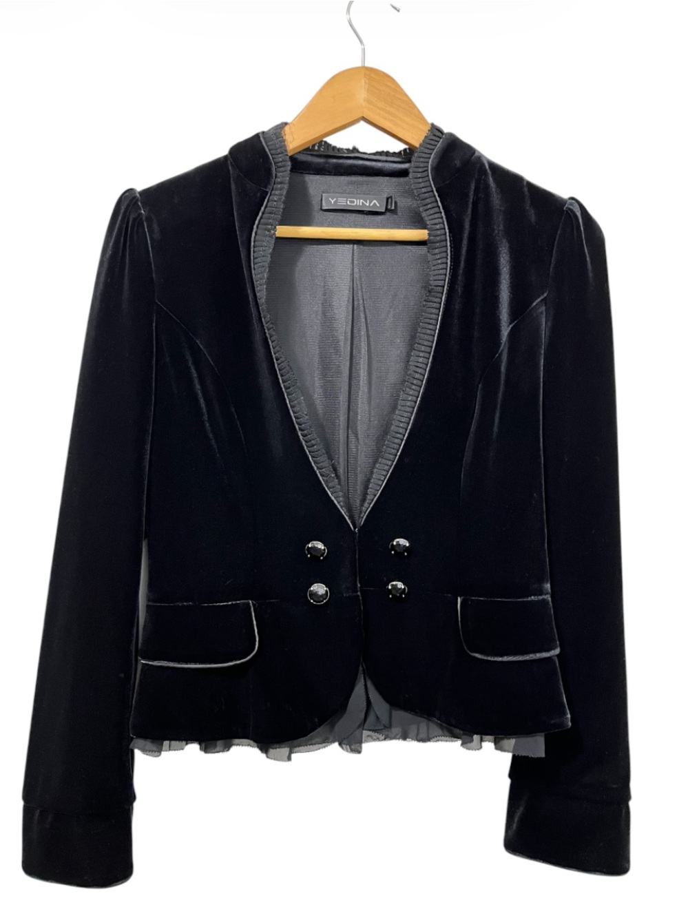 Yedina Black Velvet Blazer Jacket